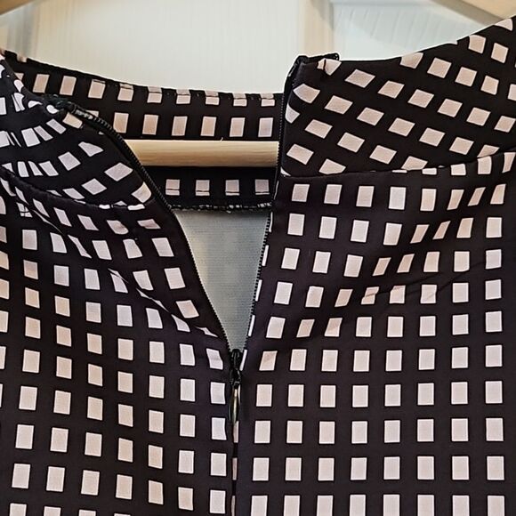 FHQ Collection Half Turtleneck 3/4 Sleeve Drop Shoulder Brown Checked Tunic XL - Picture 6 of 10